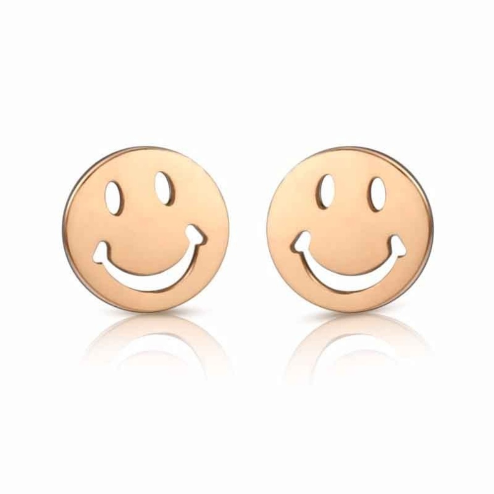 Smile Face Titanium Steel Stud Earrings